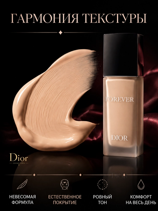 Yengil teksturali va uzoq saqlanuvchi,Dior Forever 0N tonal krem, SPF 15, 30 ml