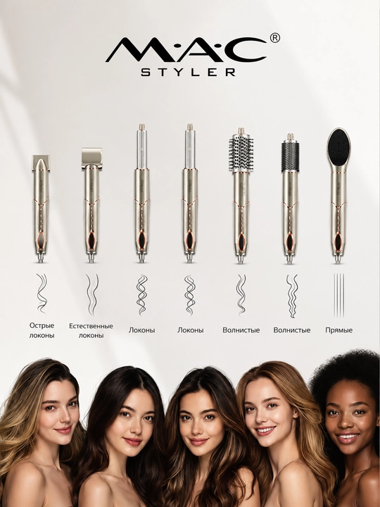 Mac 8/1 Styler MC-6767 фен для автоматической укладки набор 8 в 1 LED display