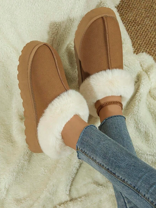Envity ayollar uchun sun’iy zamshadan qishki ugg etiklar, qalin taglikli