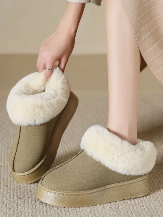 Envity ayollar uchun sun’iy zamshadan qishki ugg etiklar, qalin taglikli