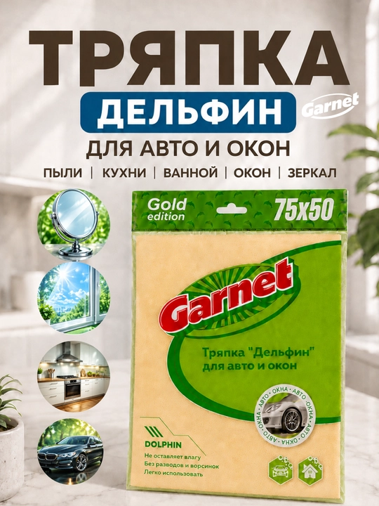 Универсальная тряпка для уборки домов и автомобилей, тряпка GARNET delfin - 