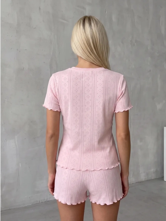 Ayollar uchun trikotaj lapsha pijama to'plami