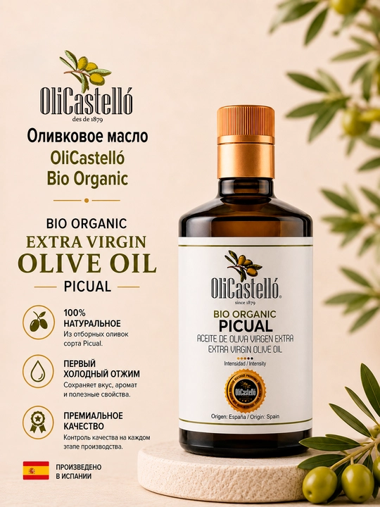 OliCastello BIO Organic Extra Virgin Olive Oil 0.5л (стекло) - 