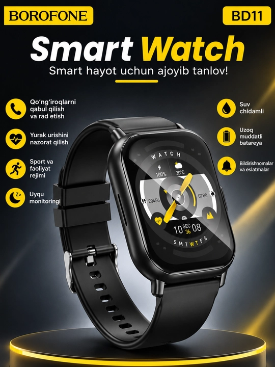 Aqlli soat Borofone BD11 Smart Watch, simsiz qo'ng'iroqlar va sport rejimlariga ega - 
