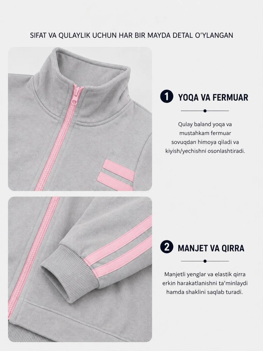 Ayol va qizlar uchun sport kostyumi. Ayollar sport dvoykasi ikki iplik! S-XL