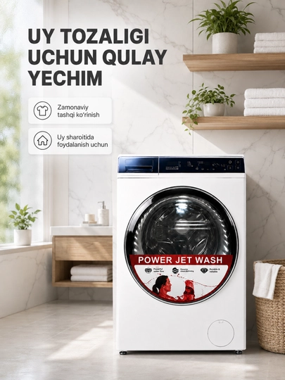Power Jet Wash metall barabanli, old tomondan yuklanadigan kir yuvish mashinasi - 