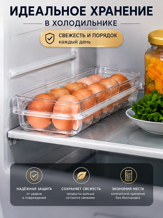 Контейнер для яиц, 10 шт, прозрачный органайзер