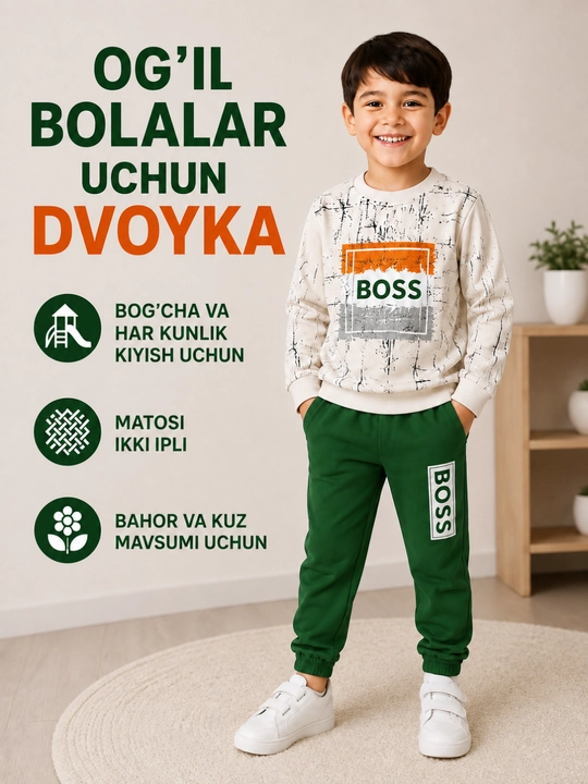 O‘g‘il bolalar uchun sport kostumi,dvoyka komplekt, 4-5,5-6 yosh - 