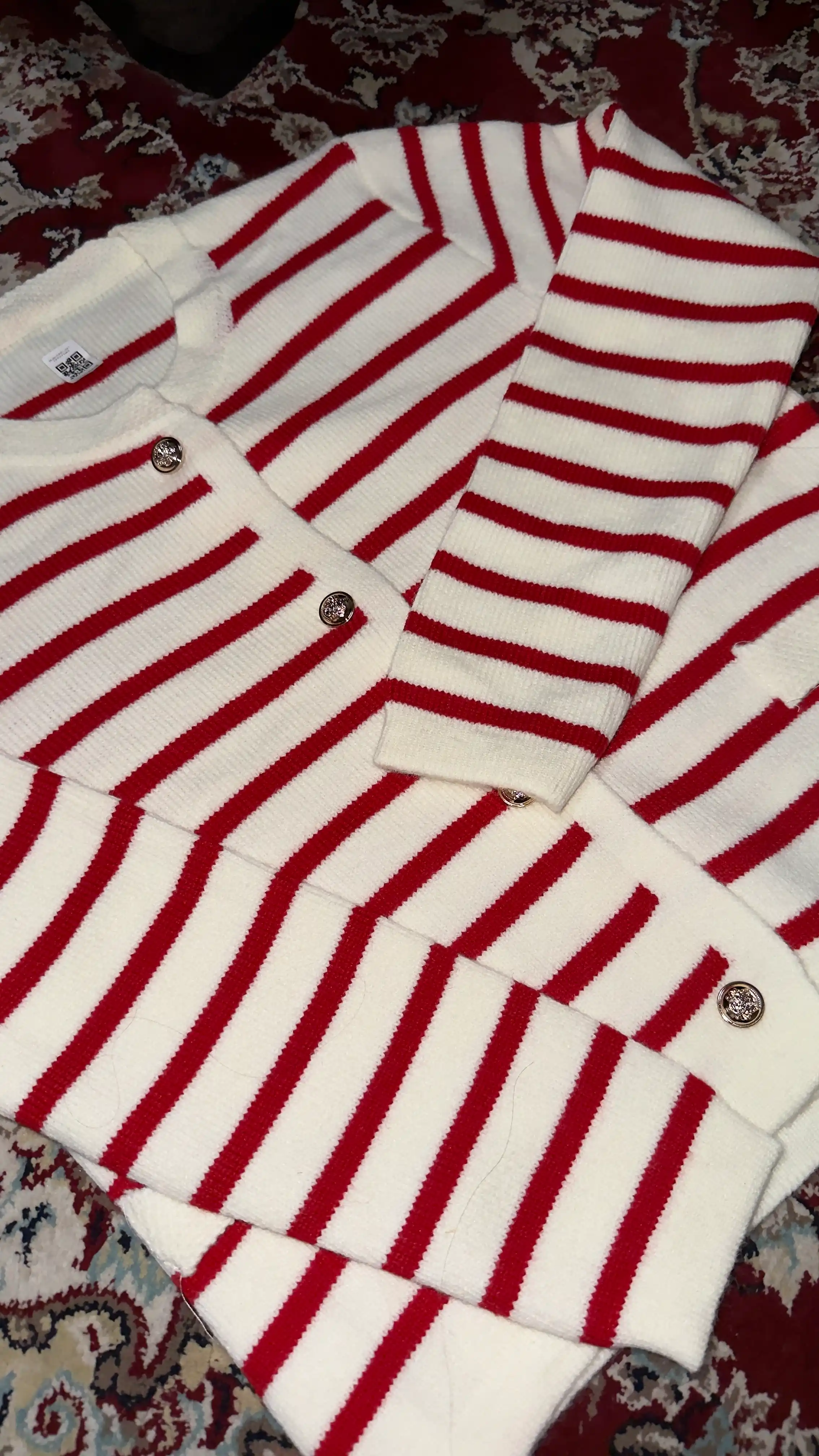 Ayollar uchun chiziqli trikotaj kardigan, tugmali кофта, uzun yengli jaket