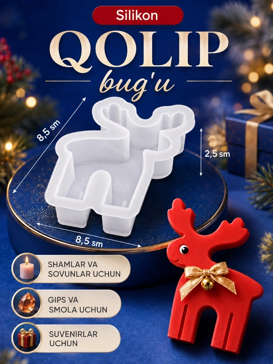 Yangi yil o‘yinchoqlari uchun silikon qoliplar, smola, gips, shamlar, yangi yil qoliplari