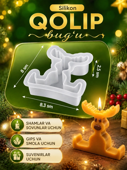 Yangi yil o‘yinchoqlari uchun silikon qoliplar, smola, gips, shamlar, yangi yil qoliplari