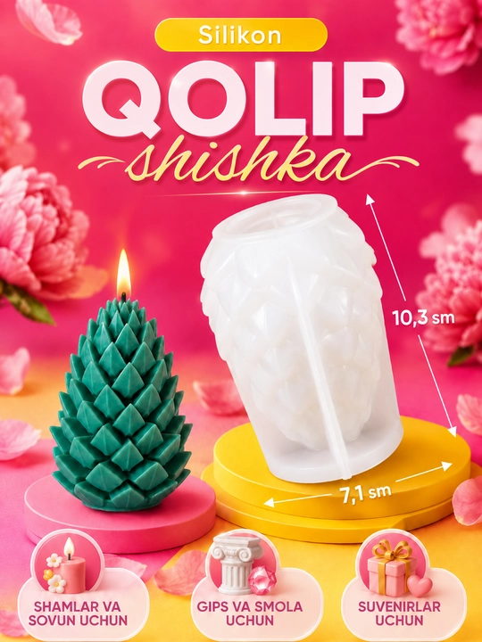 Yangi yil o‘yinchoqlari uchun silikon qoliplar, smola, gips, shamlar, yangi yil qoliplari
