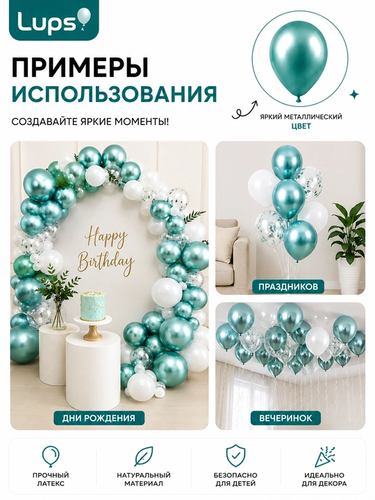 Латексные воздушные шары 100 шт, набор для дня рождения, праздника и декора