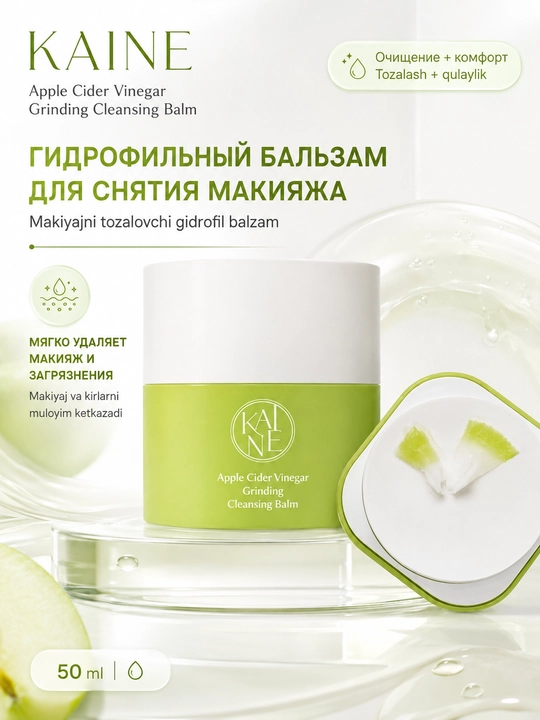 Makiyajni tozalash uchun "Kaine" gidrofil balzami Apple Cider Vinegar Grinding Cleansing Balm - 