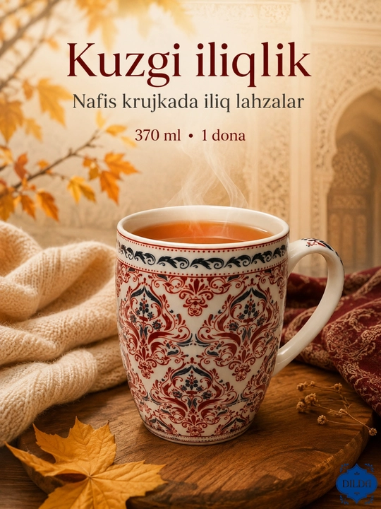 Керамический бокал кружка для чая и кофе, чашка с восточным узором, 370 мл, 1 шт