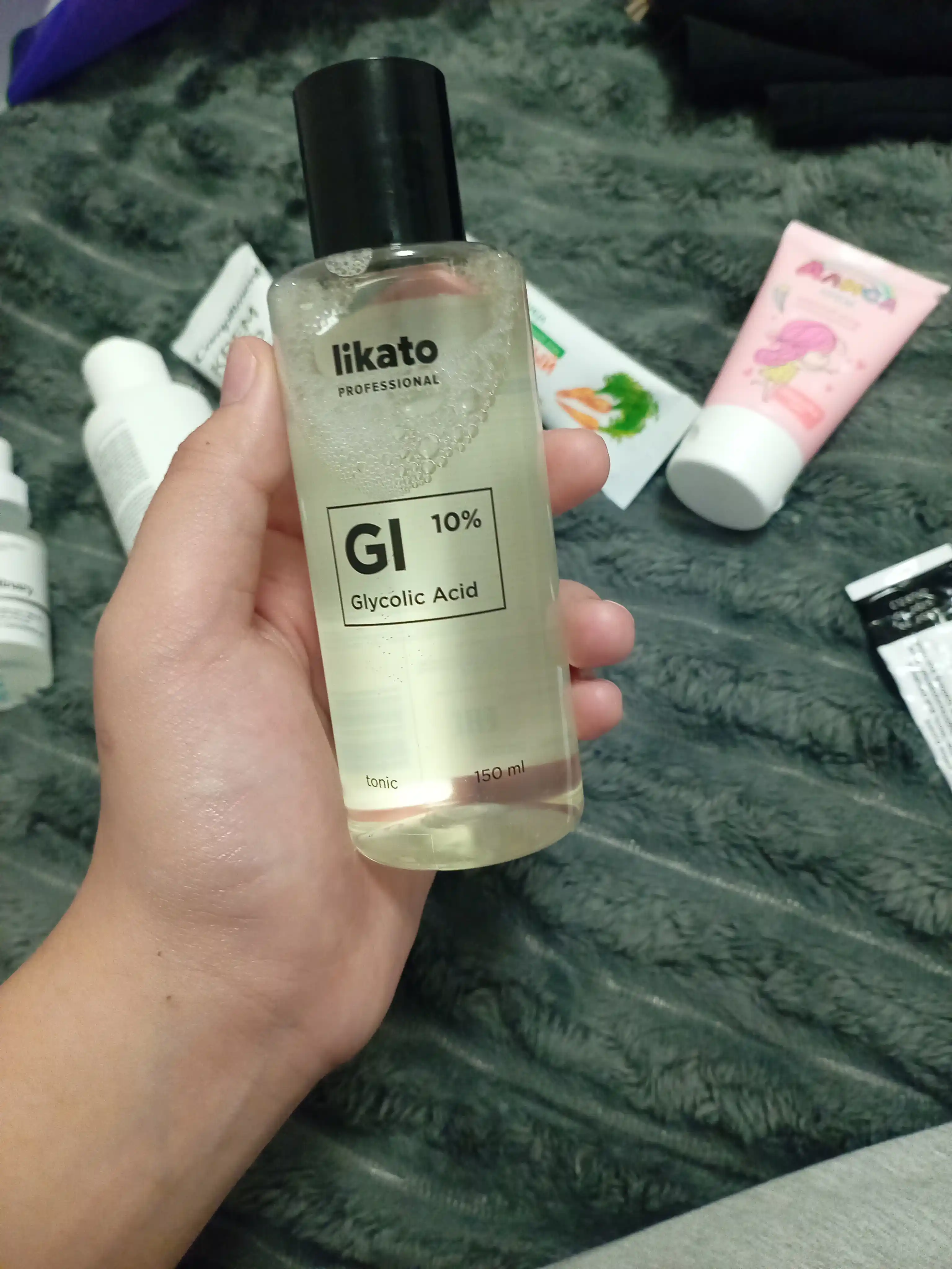 Yuz uchun tonik glikolik kislotali Likato, aloe vera bilan, terini tozalaydi, toner 150 ml