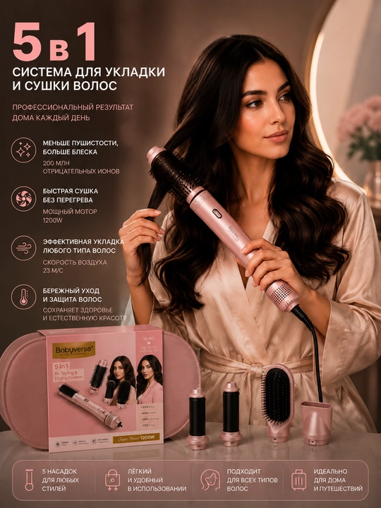 Babyverse / WLEX Professional DAYSON фен-стайлер 5/7 в 1 для укладки волос