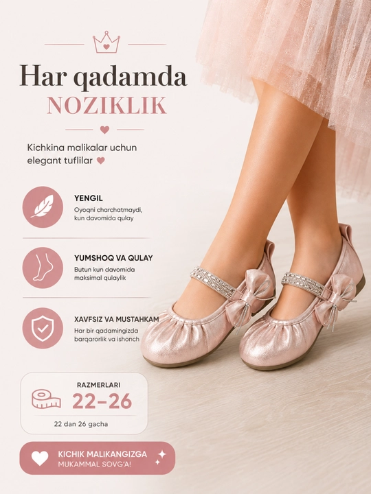 Qizlar baletkasi – qizaloqlar uchun qulay detskiy baletka - 