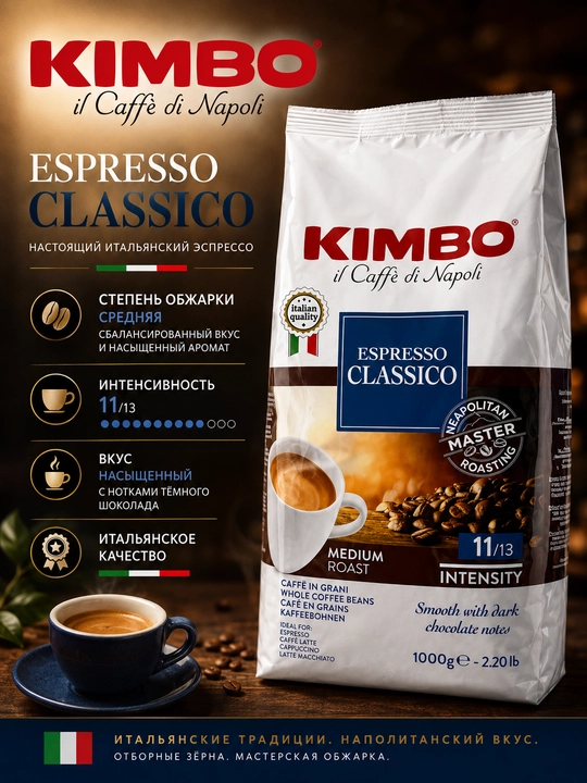 Donli qahva KIMBO Esspresso Classico, Amalfi, Capri, Pompei, Esspresso Crema, 1000g - 