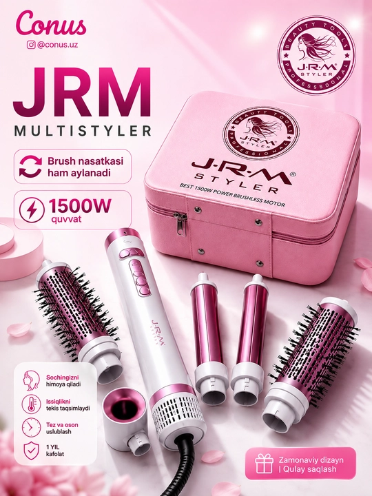 JRM Multistyler - 2652 Avtomatik turmaklaydi, Brush nasatkasi aylanadi 1500W - 