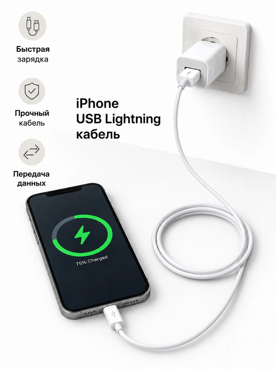 USB–Lightning кабель для зарядки устройств Apple, 1 метр - 