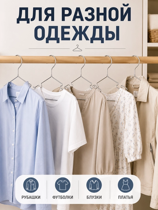 Вешалки металлические для одежды, прочные, набор 5–30 шт
