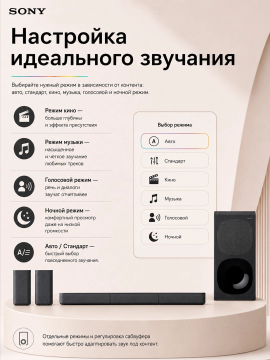 Саундбар Sony HT-S20R, колонка для телевизора и компьютера, проводной сабвуфер, Bluetooth