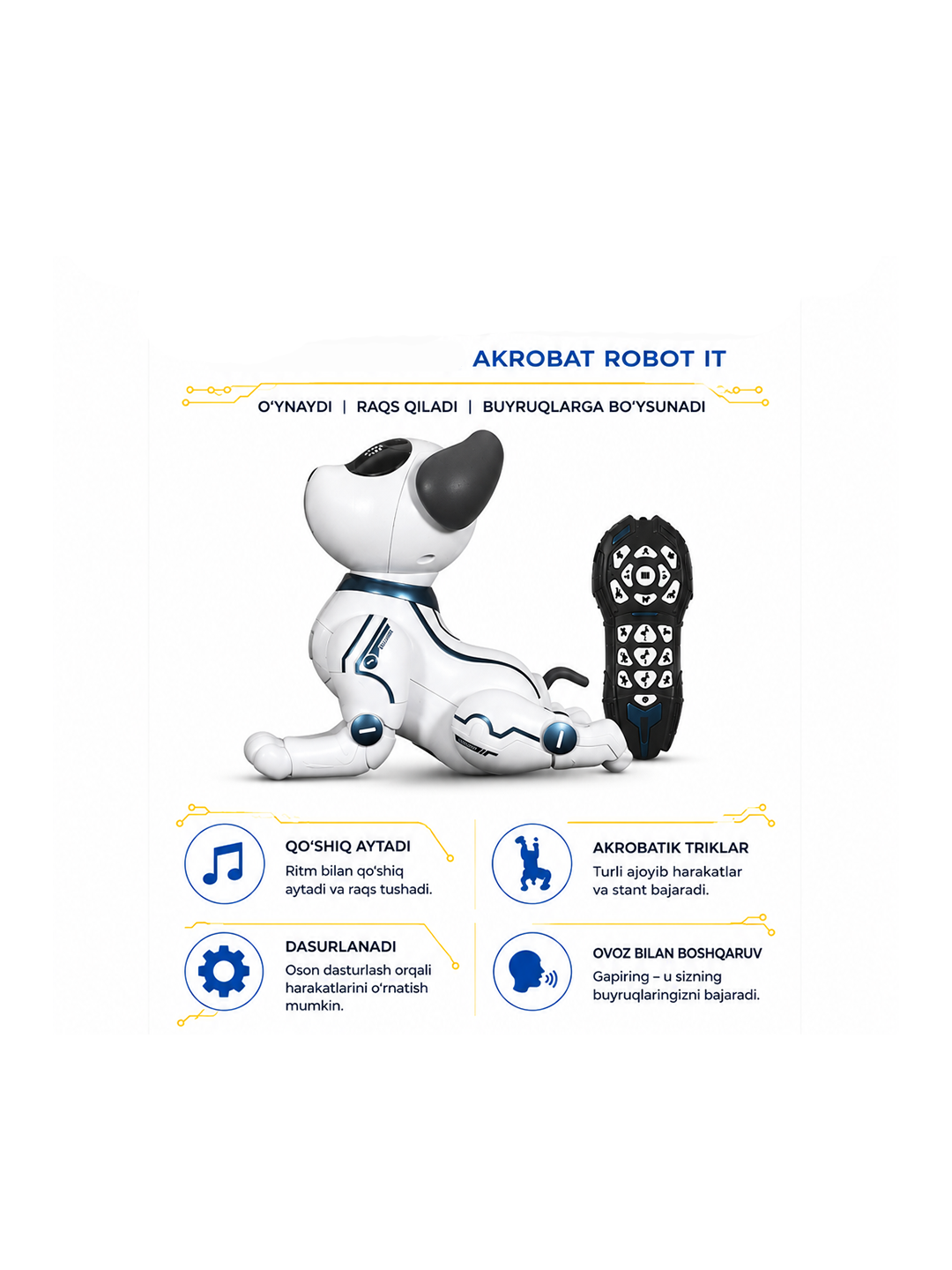 Masofadan boshqariladigan aqlli robot it musiqali va harakatlanuvchi Stunt Dog O'yinchoq - 