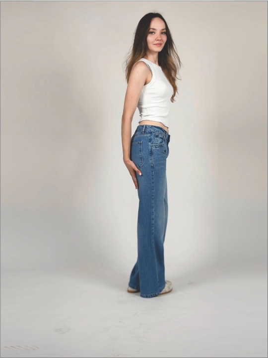 LIVES DENIM — Ayollar uchun ko‘k keng jinsi shimlar