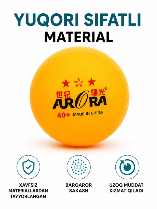 Мячи для настольного тенниса AURORA 40+, набор 60 шт