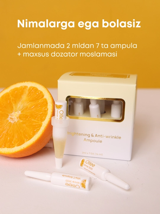 Ampula OLLEE yuz uchun vitamin C bilan teri rangini yorituvchi 2 ml x 7 dona