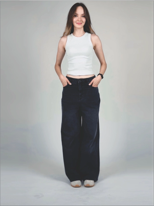 LIVES DENIM — Ayollar uchun qora keng jinsi shimlar
