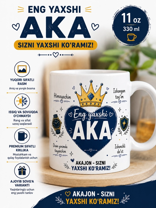 Подарочная кружка Giftory для близких: мама, папа, брат, сестра, бабушка, дедушка, 330 мл