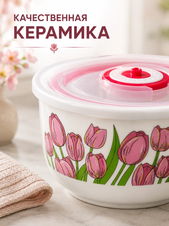 Керамическая посуда с крышкой 10×6 см, контейнер для хранения продуктов - 