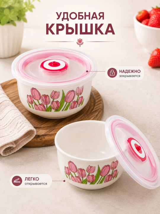 Керамическая посуда с крышкой 10×6 см, контейнер для хранения продуктов
