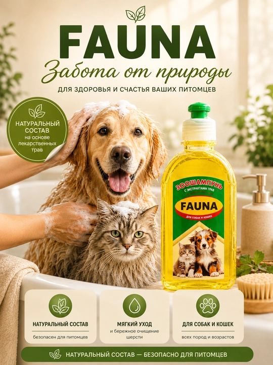 FAUNA hayvonlar shampuni it va mushuklar uchun, 300 ml