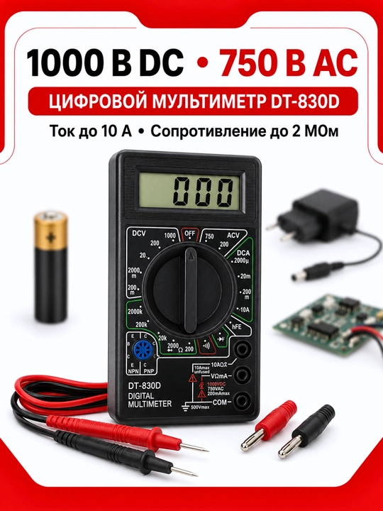 Raqamli multimetr DT-830D, DT700D, kuchlanish, tok va qarshilik o‘lchagich