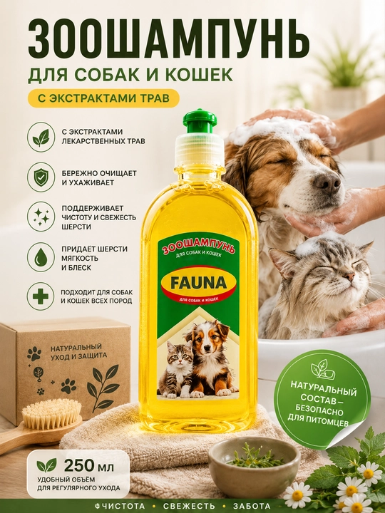 FAUNA hayvonlar shampuni it va mushuklar uchun, 300 ml - 