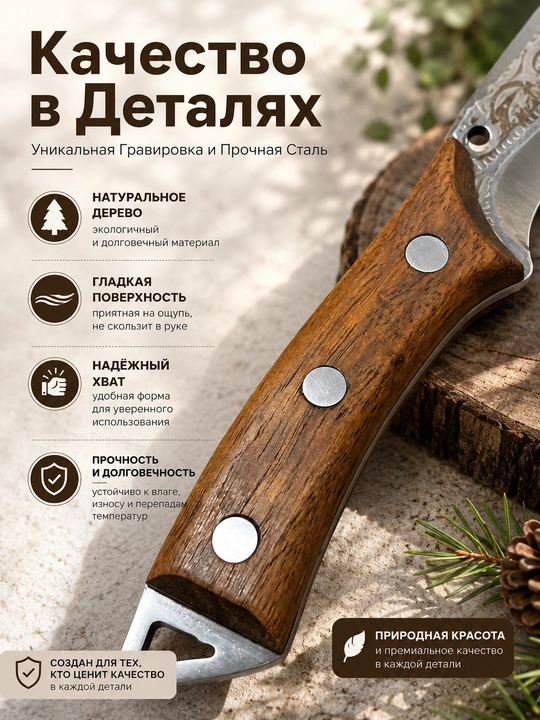 Кухонный cербский нож для шефа, для мяса
