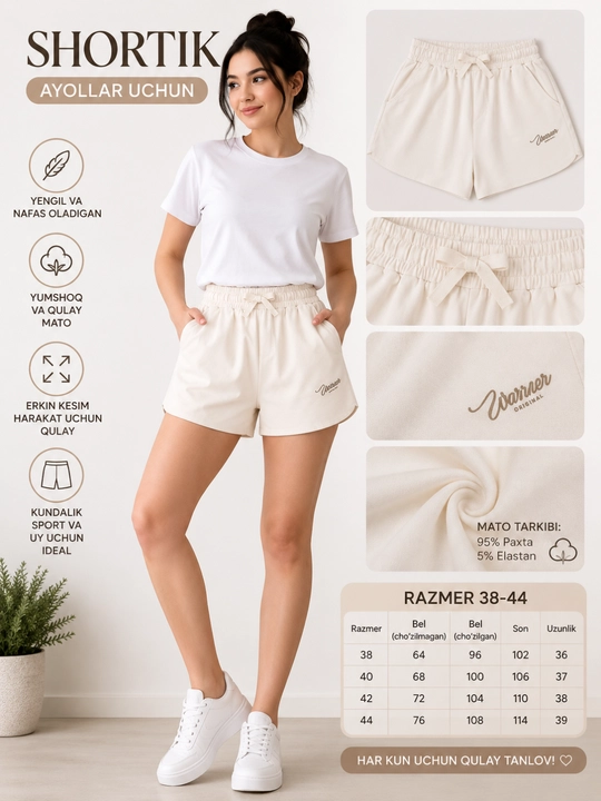 Ayollar va qizlar uchun kalta sport shortiklari
