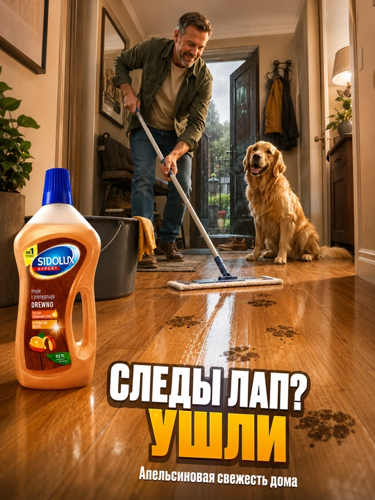 Sidolux Expert средство для мытья деревянных полов и паркета, апельсин, 750 мл