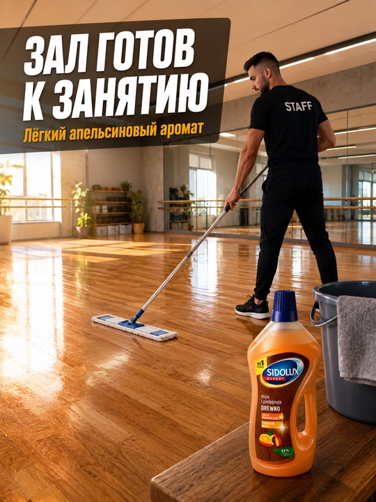 Sidolux Expert средство для мытья деревянных полов и паркета, апельсин, 750 мл