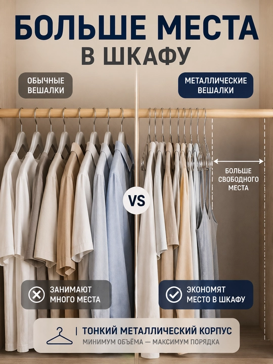 Вешалки металлические для одежды, прочные, набор 5–30 шт