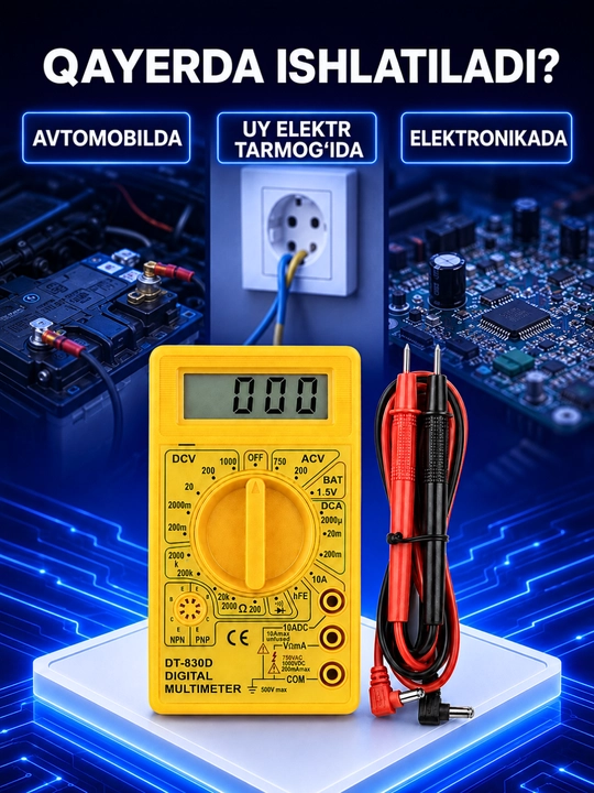 Raqamli multimetr DT-830D, DT700D, kuchlanish, tok va qarshilik o‘lchagich