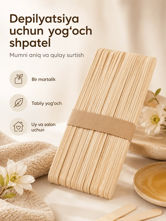 Depilyatsiya uchun yog‘och shpatel tayoqchalari - 