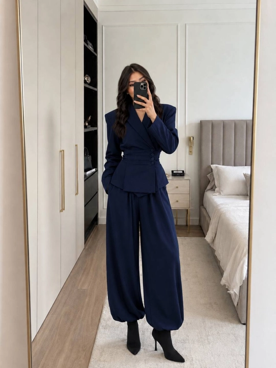 Ayollar va qizlar uchun  kostyum+shim toplami, dvoyka, o'qish va ish uchun look - 