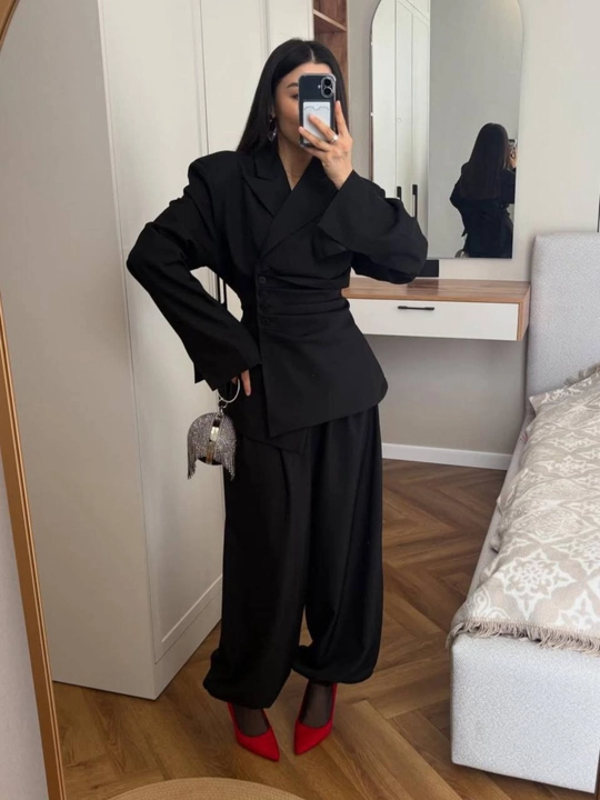 Ayollar va qizlar uchun  kostyum+shim toplami, dvoyka, o'qish va ish uchun look