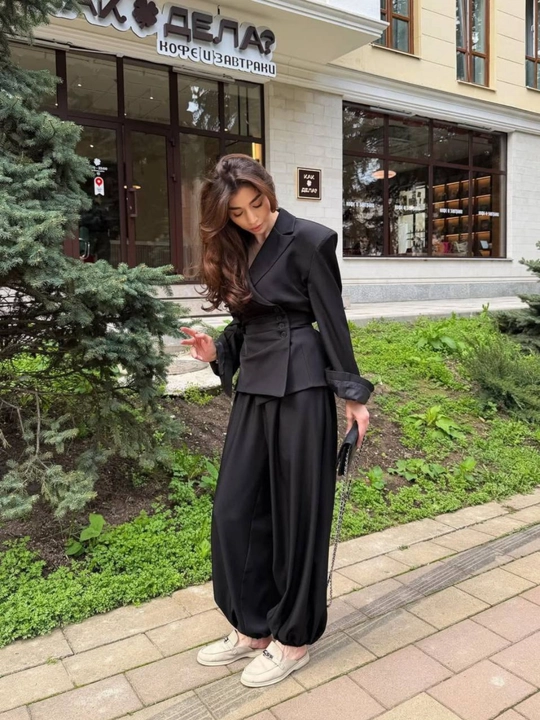 Ayollar va qizlar uchun  kostyum+shim toplami, dvoyka, o'qish va ish uchun look