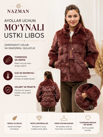 Ayollar uchun mo'ynali ustki libos - 