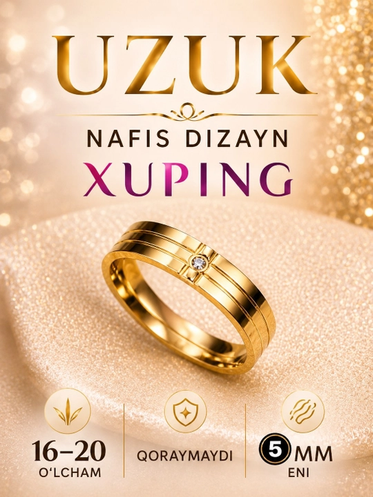 Ayollar uzugi Xuping, gipoallergen, qoraymaydi - 